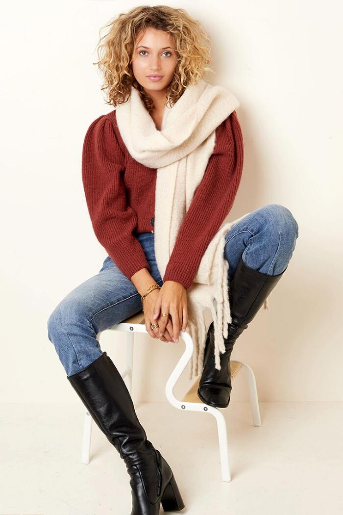 Warm winter scarf solid color off-white Polyester Picture5